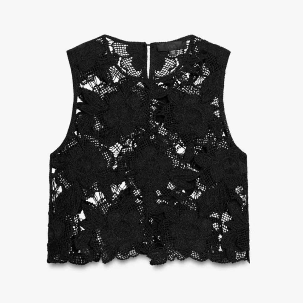 NWT Zara floral crochet top small